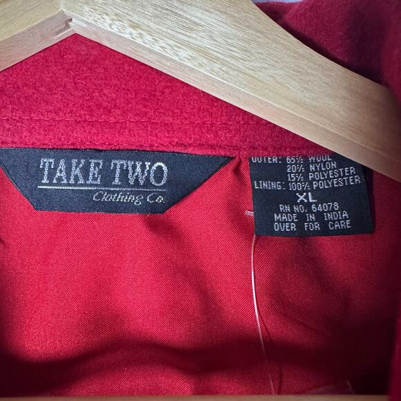 Granny Core Button Christmas Jacket XL Red&Black Wool Blend Appliqués Embroidery - Picture 4 of 4